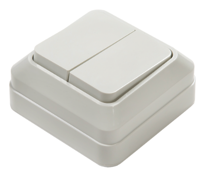 Выключатель двухклавишный BOLLETO белый накладной 7023 IN HOME